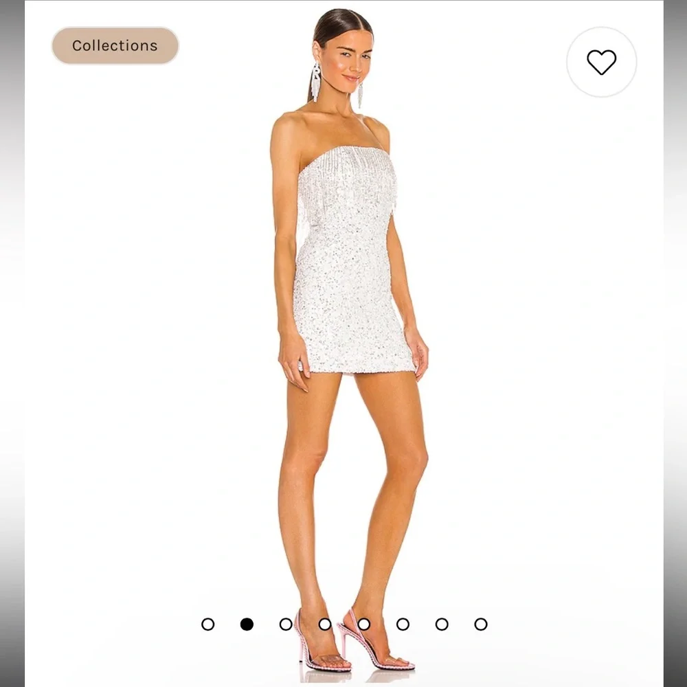 Revolve Cassandra Strapless Tube Dress - White, Silver, Sequin - Picture 1 of 7